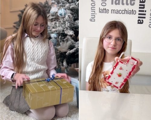 Holčička dostává kreativní DIY sadu jako originální dáreček